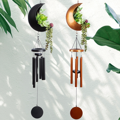 Wind Chimes for Outside, Moon Planter Sympathy Wind Chimes Memorial Wind Chime Oakadoaks