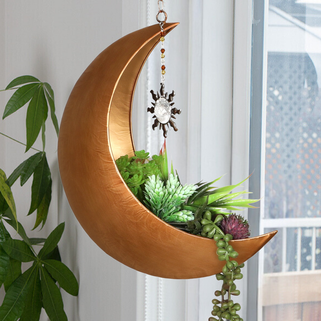 Hanging Moon Planter- Moon Room Decor - Crescent Moon Planter