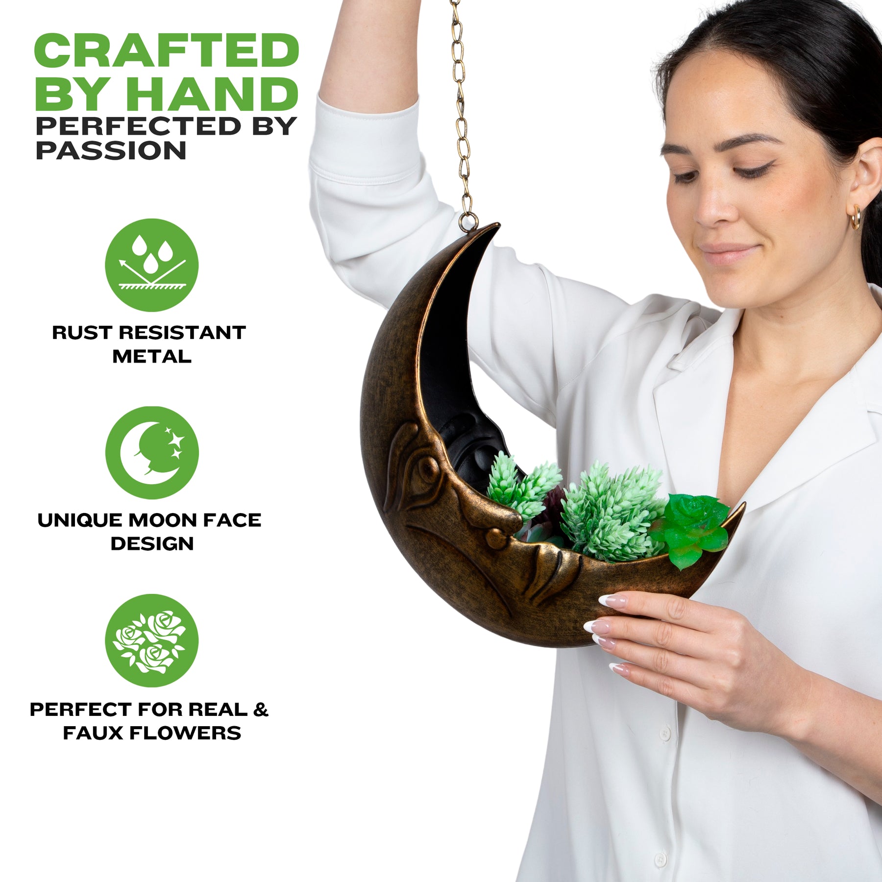 Hanging Moon Face Planter - Moon Room Decor - Crescent Moon Planter ...