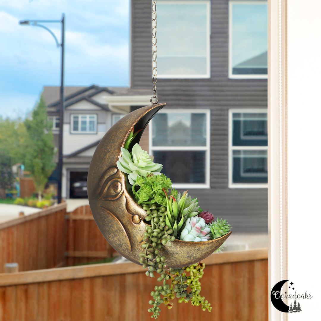 hanging planter with face Hanging Moon Face Planter - Moon Room Decor